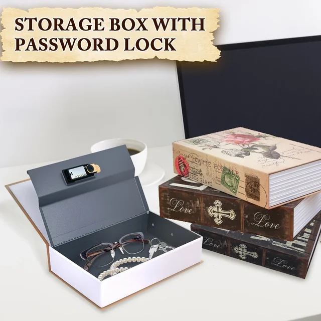 Secret Hidden Safe Security Box with Password Lock Book Shape Safe Lock Cash Money Coin Storage Mini Lock Box for Home NEW 3