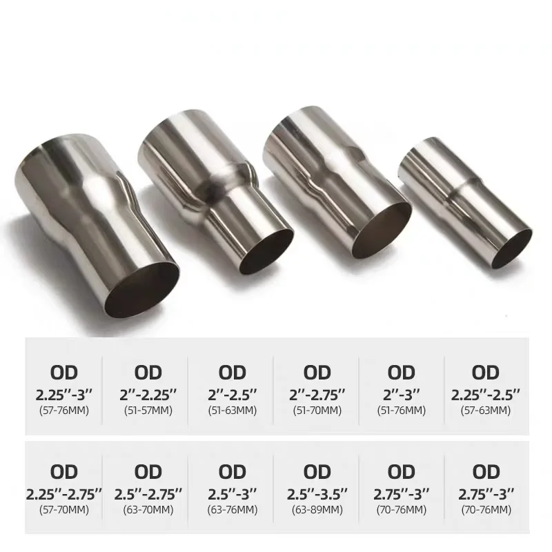 ท่อไอเสียสแตนเลสสำหรับดัดแปลงรถยนต์และรถจักรยานยนต์ ท่อแปลงขนาด ท่อลดขนาด ข้อต่ออะแดปเตอร์ 1