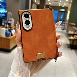 Premium Crazy Horse Textured Leather Phone Case with Wide Hinge Protection and Shockproof Camera Bump - Galaxy Z Fold 8 Wide (Light brown)
