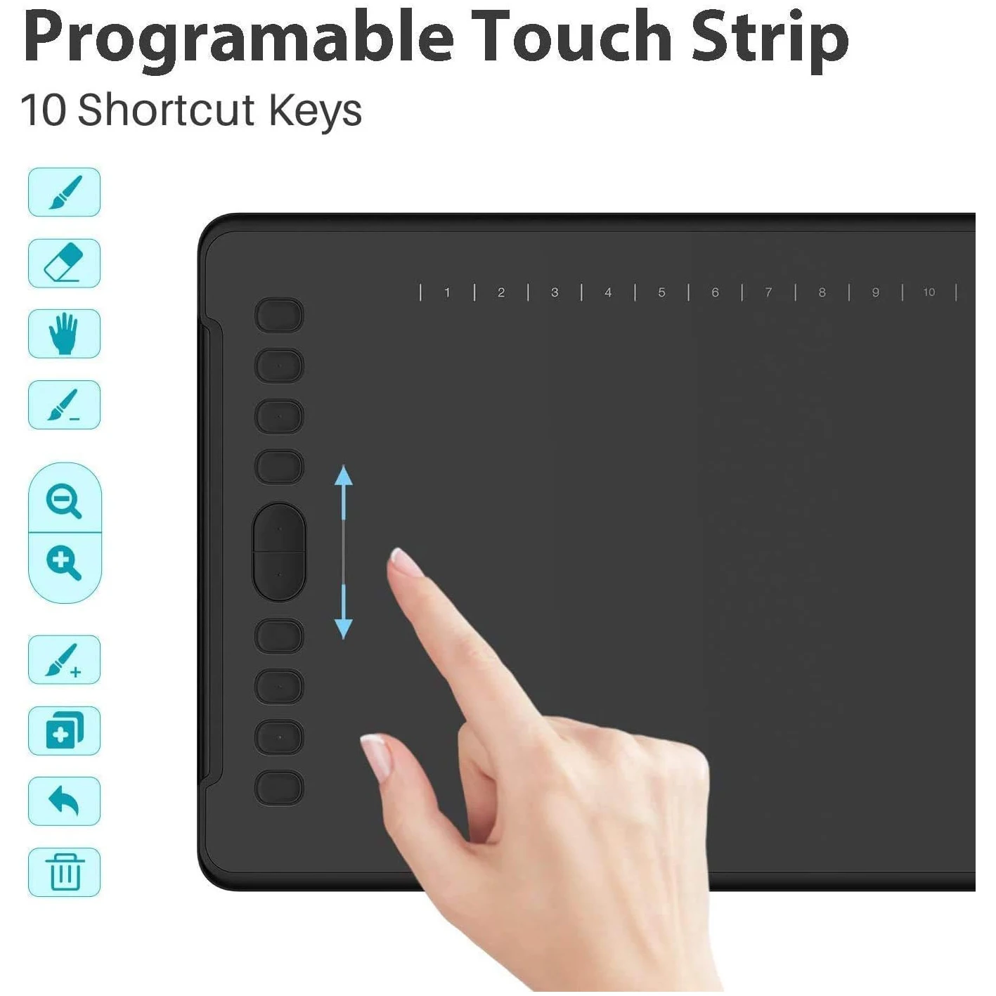 Huion H1161 Drawing Tablet 11x6 Inch Graphics Tablets for Artist Animation Design Painting with Touch Strip 26 Press Keys - Image 2