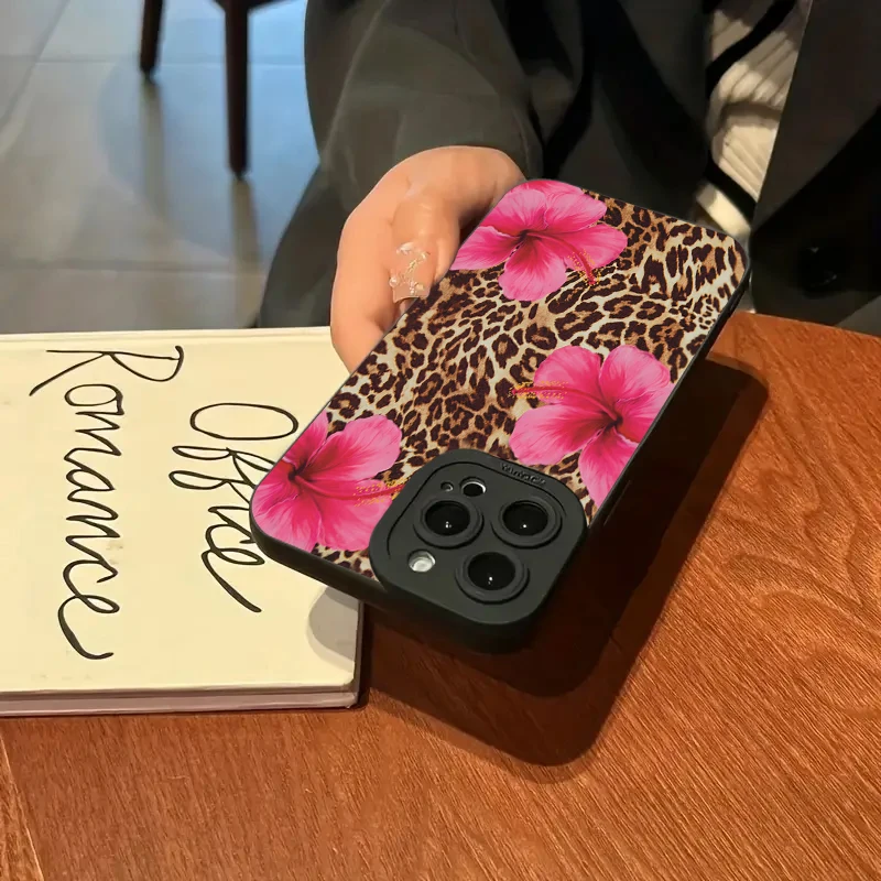 Leopard Print Floral Soft Phone Case Cover