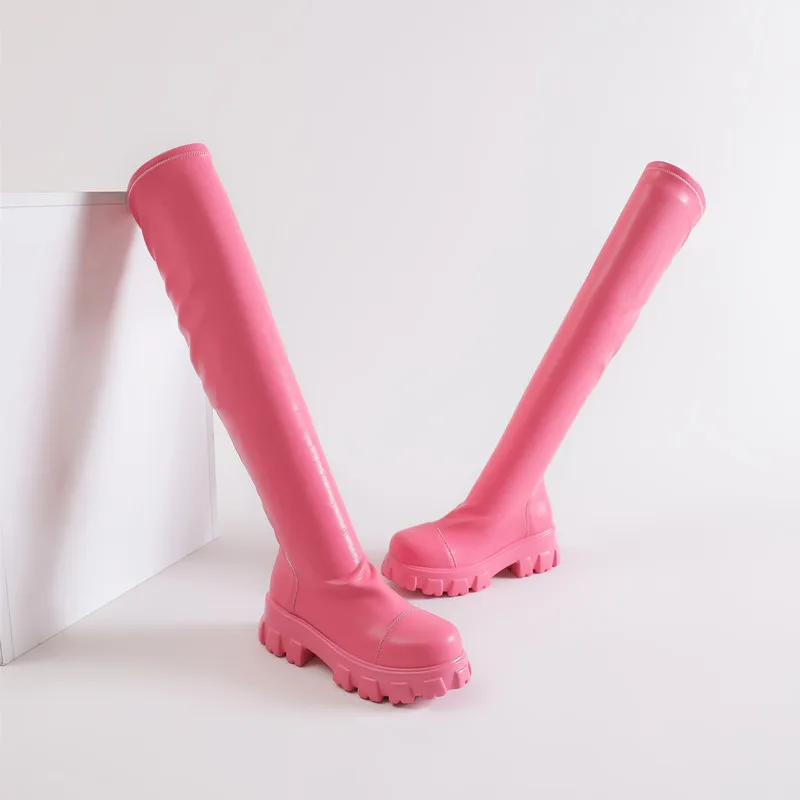 2024 Platform elastic boots women's candy color over-the-knee boots socks boots
