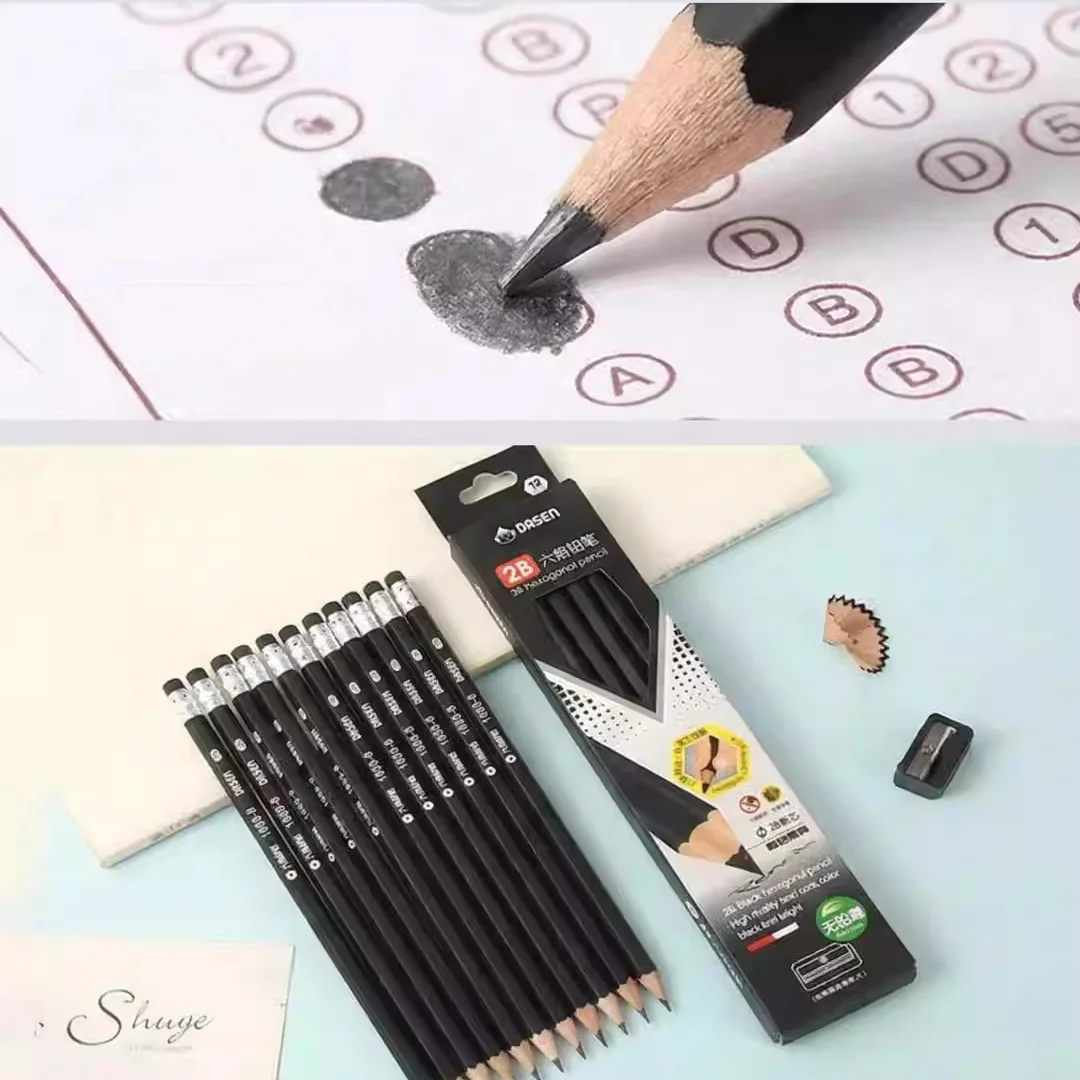 2B Pencils, Hexagonal Wooden Graphite Pencils with Eraser Tip, Pre-sharpened Smooth Writing Non-toxic Pencils, Back to School Su - 5