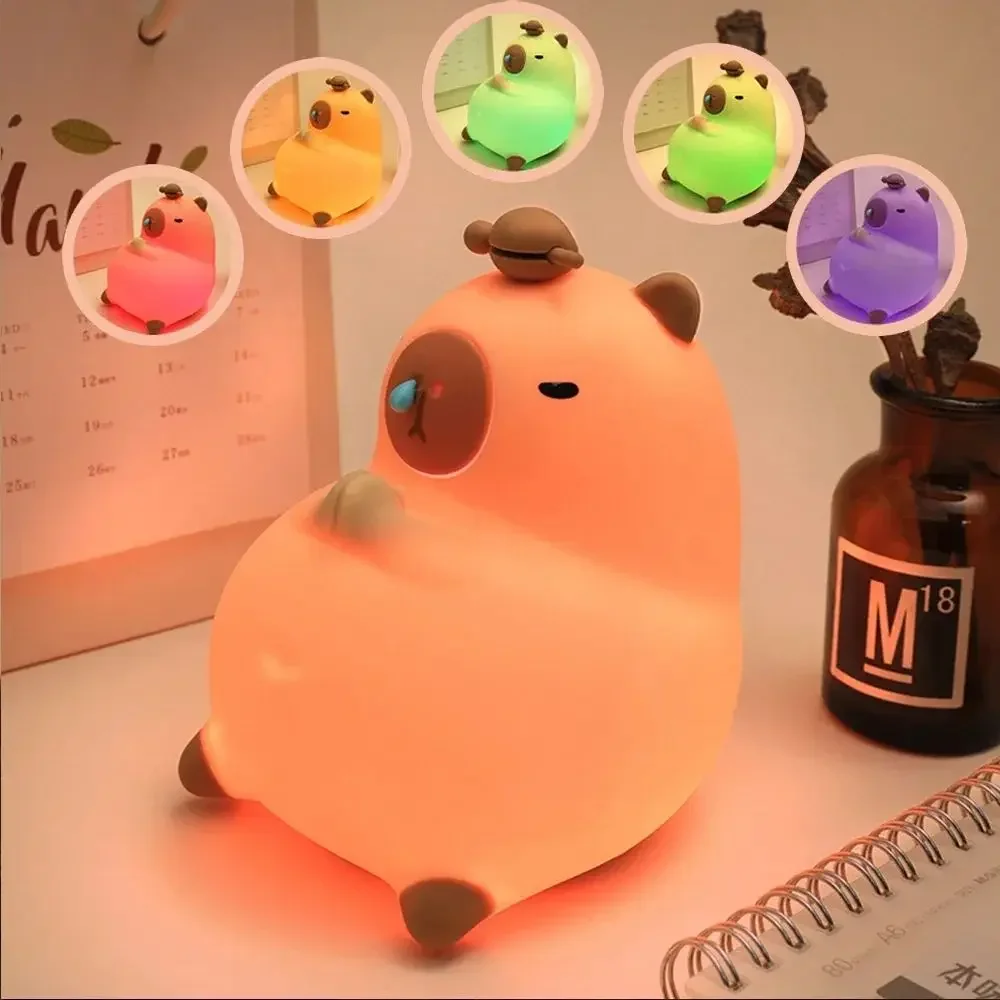 Snot bear fun lamp,USB rechargeable,three-level dimming,pat-activated night light,LED seven-color,timed atmosphere silicone lamp