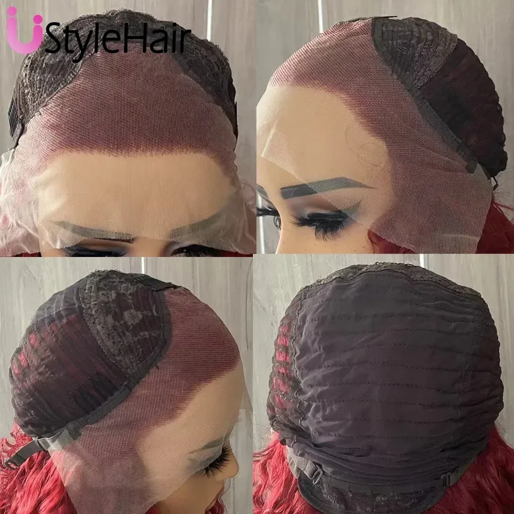 Synthetic wig UStyleHair Brown Wig Lace Front Mix Color Long Silky Straight Synthetic Lace Wig Natural Hairline Daily Use Cosplay Party Wigs