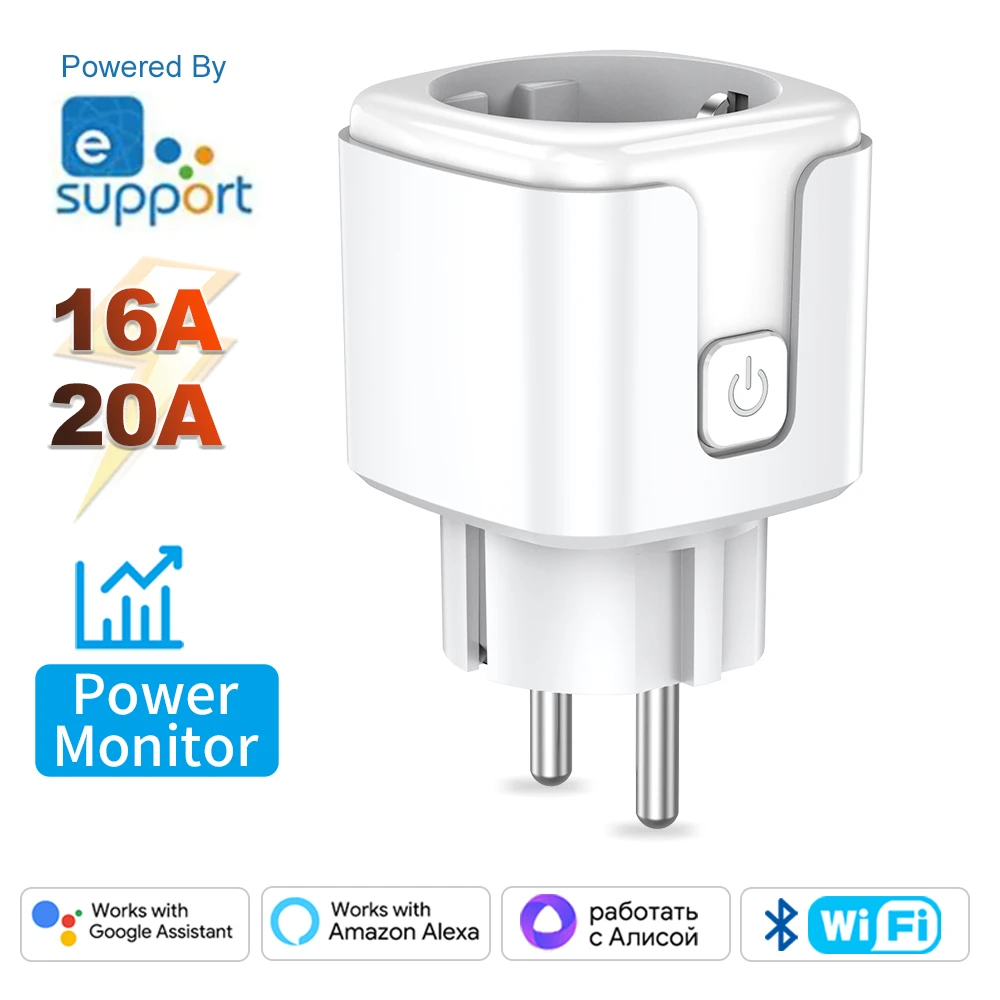 Ewelink Smart WiFi EU Plug With Power Monitoring Timing Function 16A/20A Socket Outlet Voice Works with Alexa Google Home Alice 1