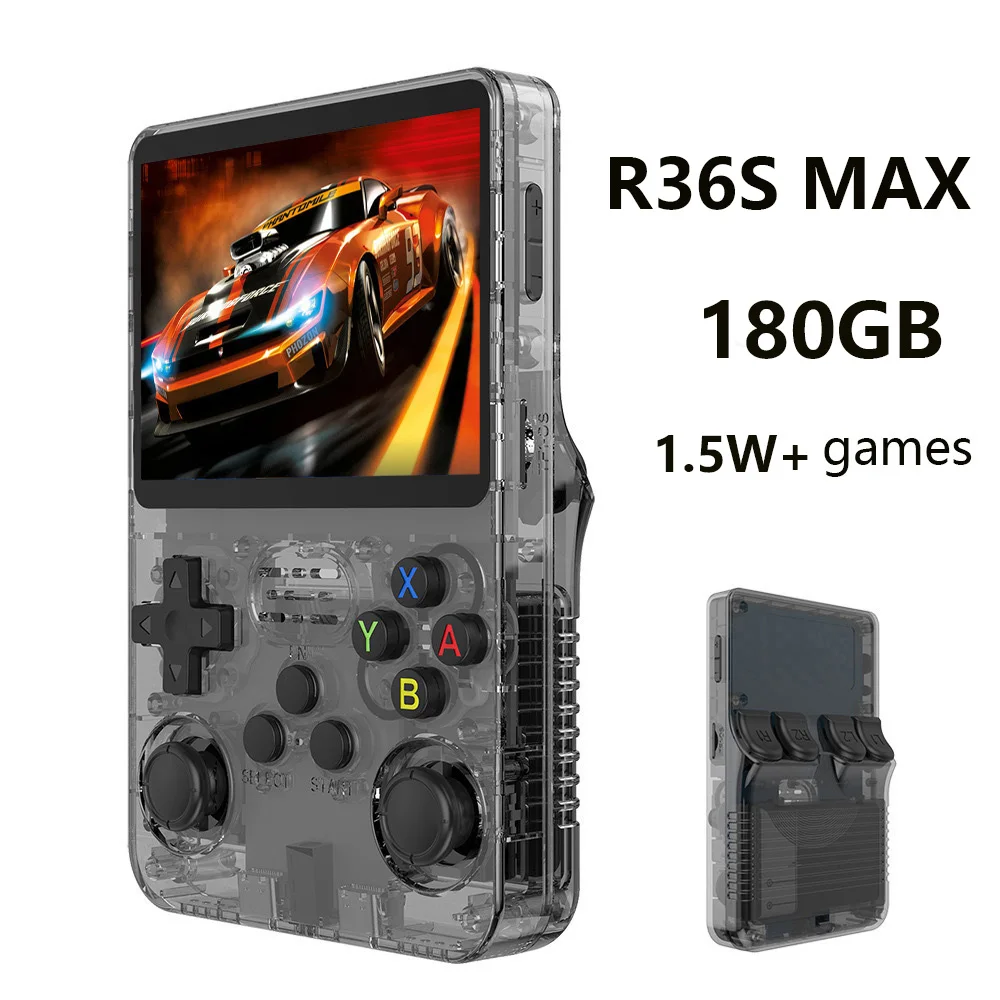 1.5W+ games R36S Max Retro Handheld Video Game Console Linux System 3.5 Inch IPS Screen Portable Pocket Video Player 180GB Games