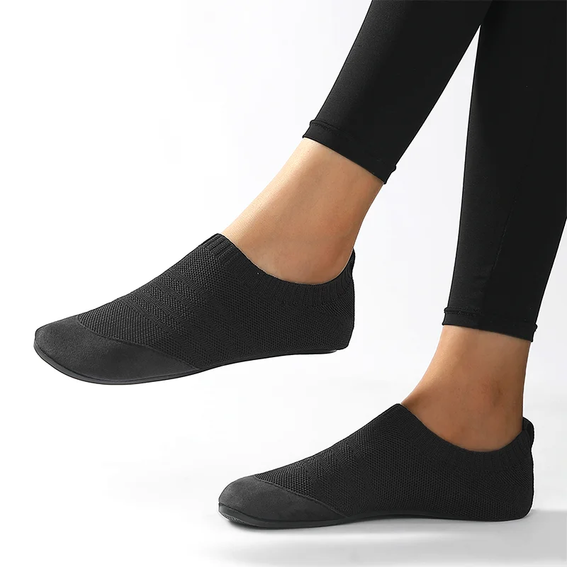 Men Home Slippers Family Indoor Fully Closed Slippers Non-slip Slip On Mesh Sock Women Slides Large Size 39-47