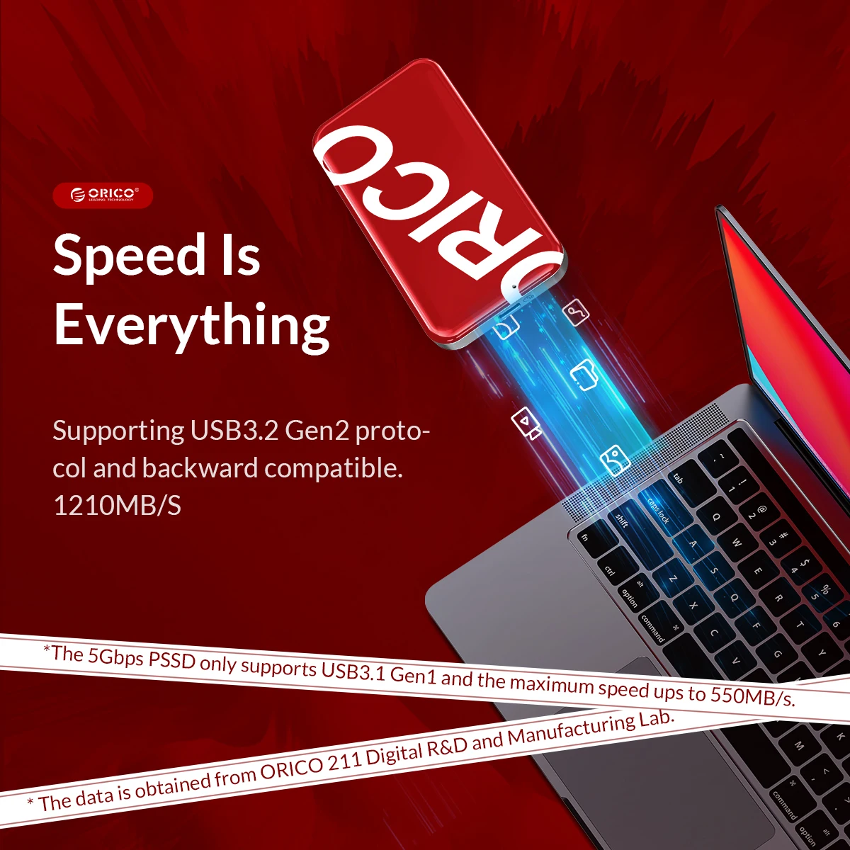 External Hard Drive Solid Flash Drive ORICO External Solid State Drive 1TB USB 3.2 Gen2 Type- C GEN2 Portable SSD 940MB/S PSSD for Laptop Business Work Outdoor