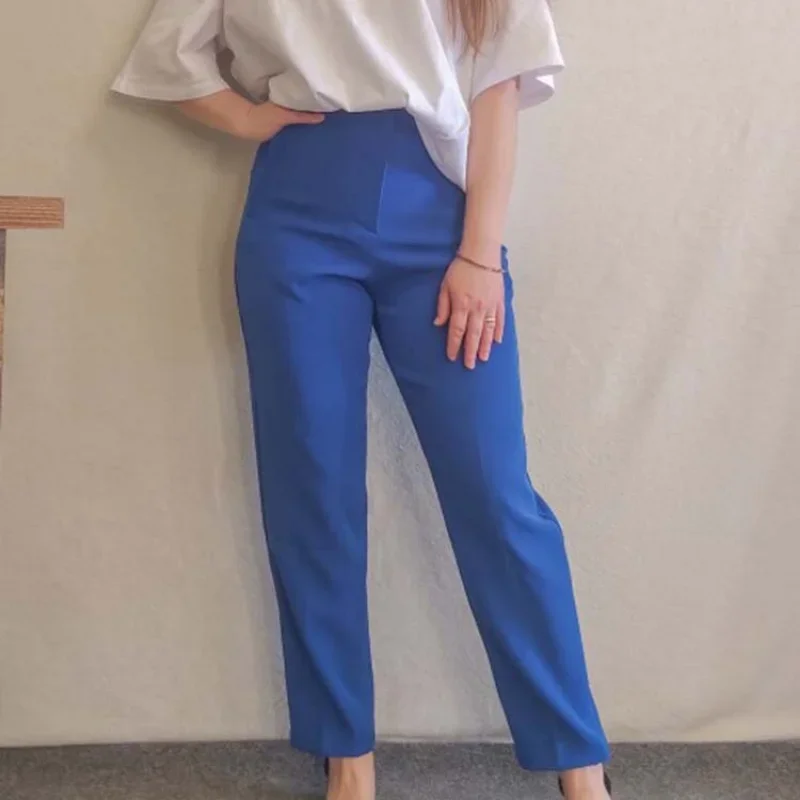 2022 New Woman Pants Chic Fashion Office Wear Pants for Women Vintage High Waist Zipper Fly Female Ankle Trousers Mujer Gothic ruibbit japanese gothic punk harajuku women casual moon cool chic ball gown preppy style pleate female a line skirts y2k