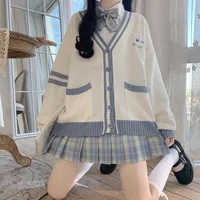 2024 Autumn Winter Women's irt Cardigan Set Soft Girl School orm Sle Faionable Polyester Blend Workwear - Image 4