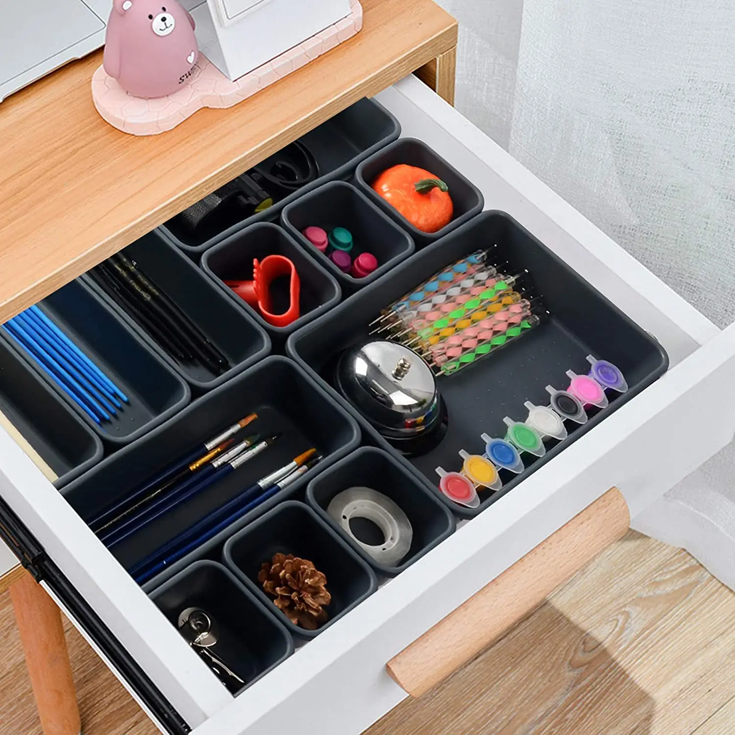 8pcs/set Free Combination Drawer Storage Box, Makeup Organizer Storage Box  Dividers Box For Bathroom Office Kitchen
