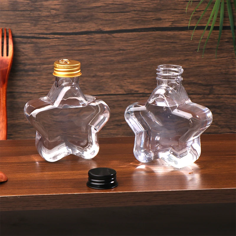 200ML Cute Star Plastic Bottle Clear Milk Tea Coffee Bottle Transparent Drinking Water Cup Juicing Beverage Bottles