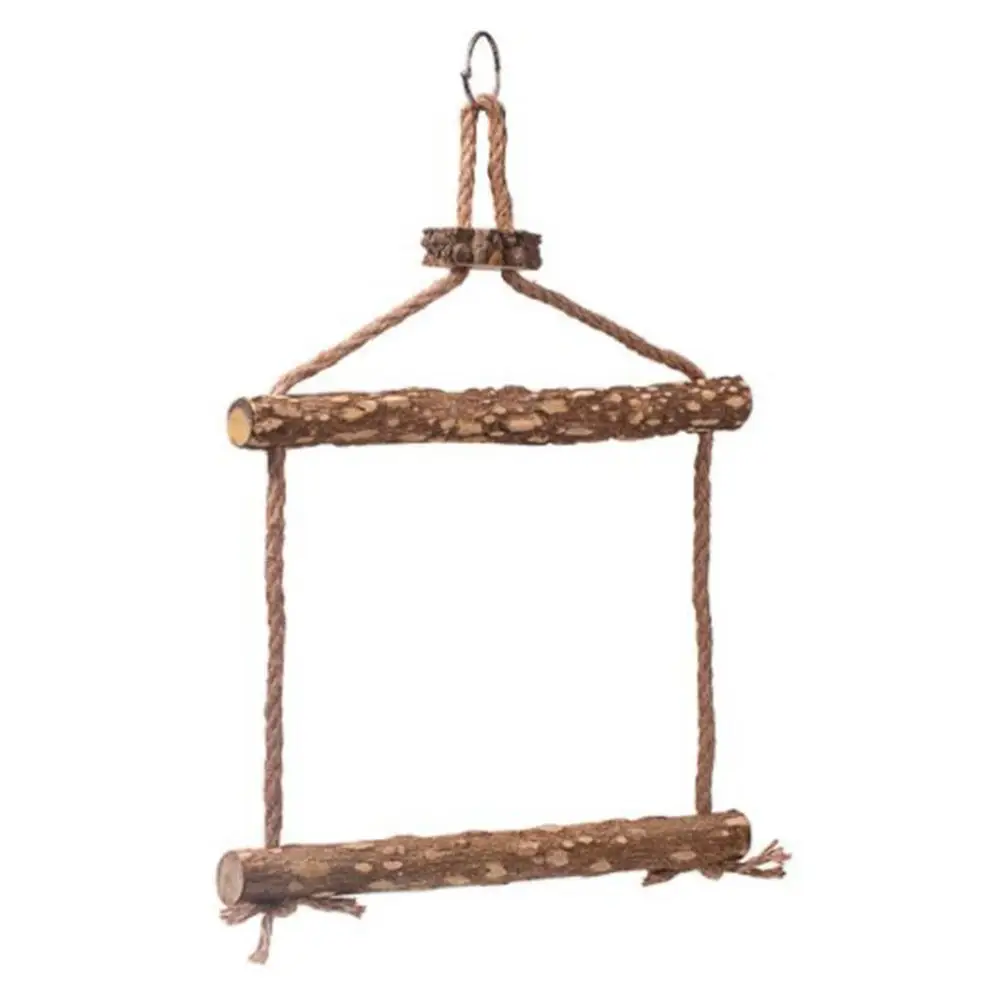 Bird Swing Toy Bird Perch Wood Parrot Cage Hammock Swing Wooden Perch Stand Chewing Toy For Budgerigar Lovebirds