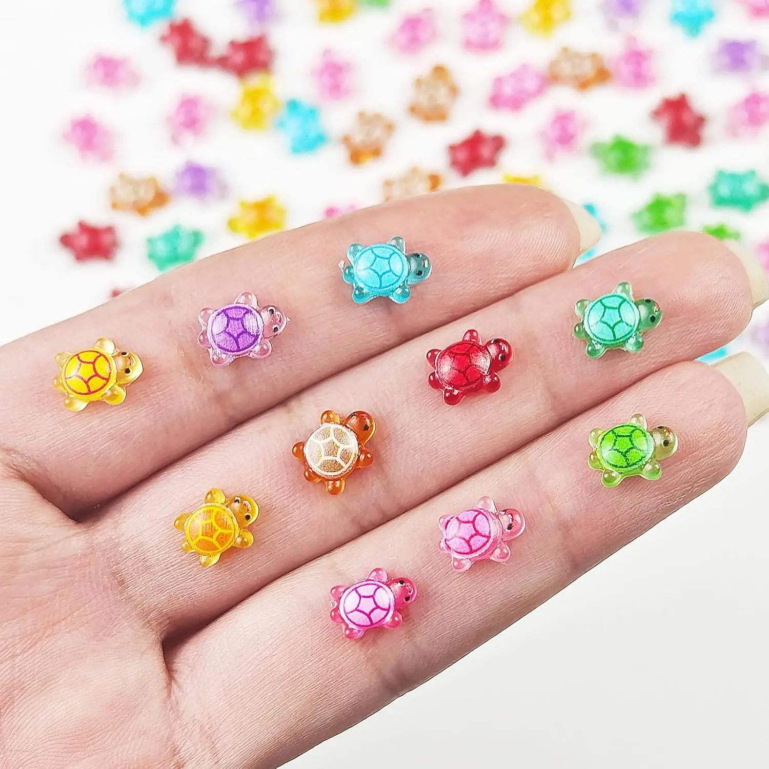 50/100Pcs Mini Leuchtende Schildkröte Acht Farbe Dekorative Perlen Dekoration DIY Zubehör Harz Zubehör Handgemachte DIY Dekoration