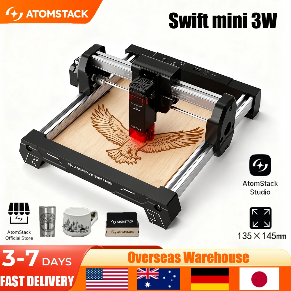 ATOMSTACK SWIFT MINI Laser Engraver 3W Portable Laser Cutter Engraving Machine For Metal Acrylic DIY Craft Tool for Etsy Sellers