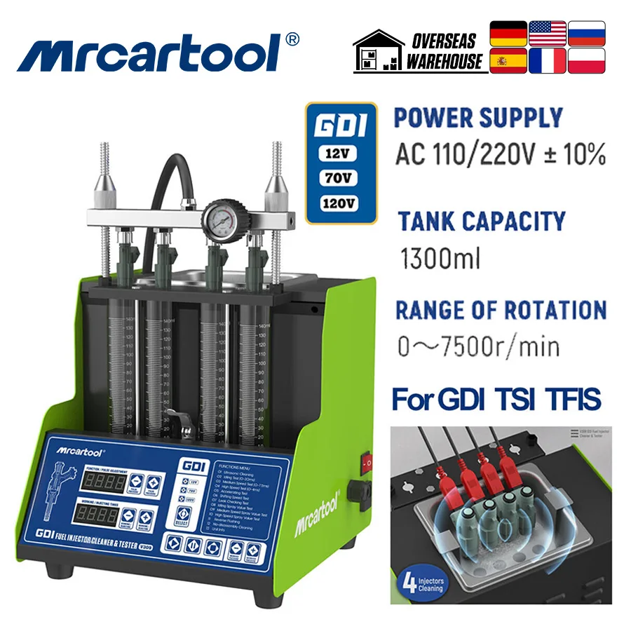 MRCARTOOLV309GDIInjectorUltrasonicCleaner4CylinerAutomobile
