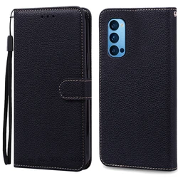 Luxurious Leather Wallet Flip Case - Premium Protection for Reno4 4G (Black)