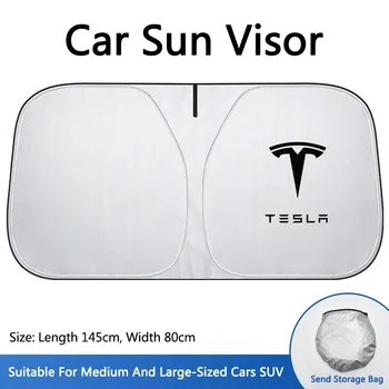 Car Windshield Sun Shade Visor Car UV Protection Curtain Styling Shield Accessories For Tesla Model 3 S X Y Roadster 2021 SpaceX 1