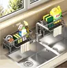 Plastic Sink Drain Rack Kitchen Bathroom Self-draining Sink Shelf Soap Sponge Holder Dishcloth Towel Rack Filter Basket 5