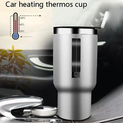 12V 450ml Stainless Steel Vehicle Heating Cup Electric Heating Car Kettle Coffee Heated Mug USB Heating Car Coffee Mug Thermos C