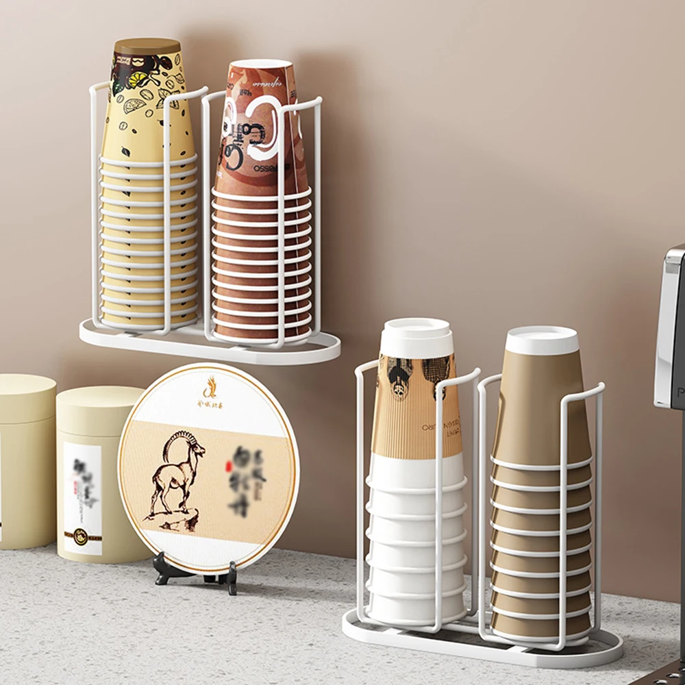 Disposable Cup Holder Storage Rack With Adjustable Table And Wall Mounted Flexible Storage cup storage holder