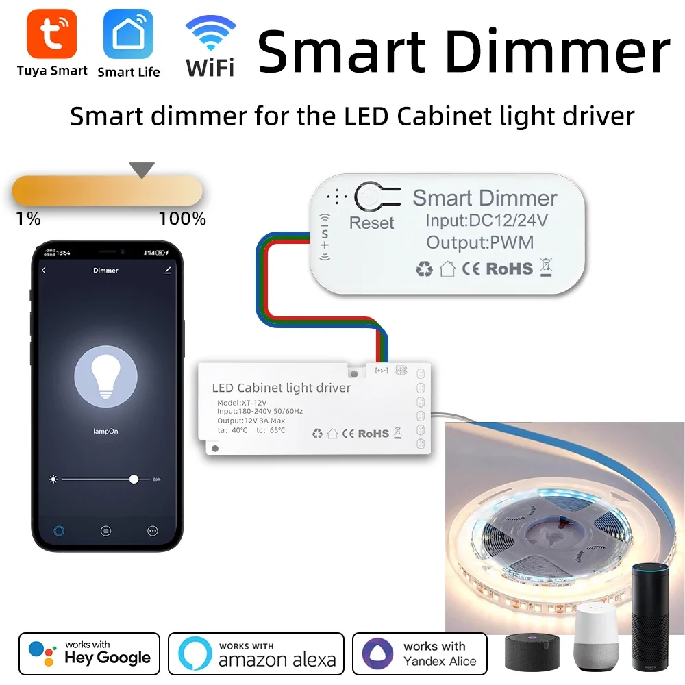 Tuya Wifi Smart Dimmer Led Smart Dimmer Controller LED Dimming Controller for Th