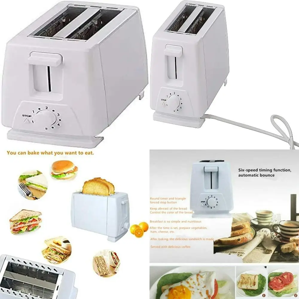 Practical, Extra Wide, Stainless Steel 2-Slice Toaster with Removable Crumb Tray and 6 Perfect White Settings-The Ideal Breakf