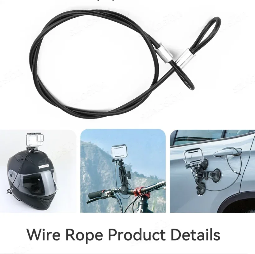 Universal 30CM/60CM Camera Safety Lanyard Ropes for GoPro Hero/Insta360/DJI/SJCAM Anti-Drop Stainless Steel Tether Wire Rope