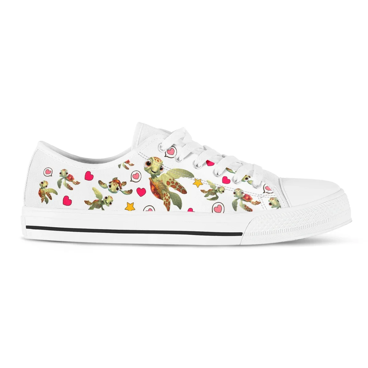 Lovely Animal Turtle Print Girls Canvas Shoes Cartoon Soft Comfortable Vulcanize Sneakers For Women Low Top Flat Shoes
