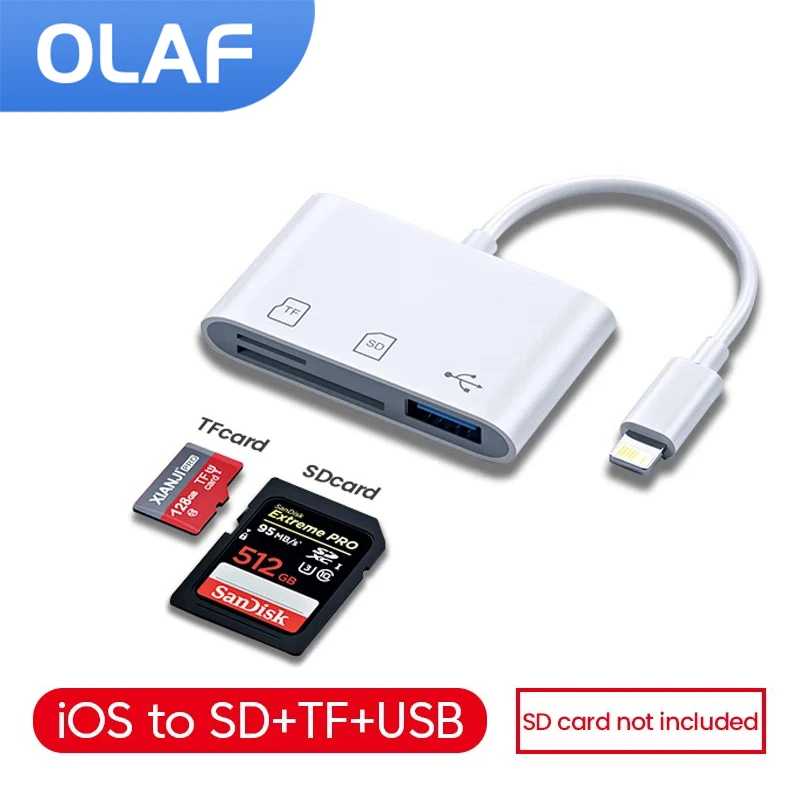 SD/TF 카드 판독기 OTG 어댑터, 아이폰 11, 12, 13, TF 메모리 카드 판독기, USB 플래시 드라이브, IOS에서 SD 변환기로