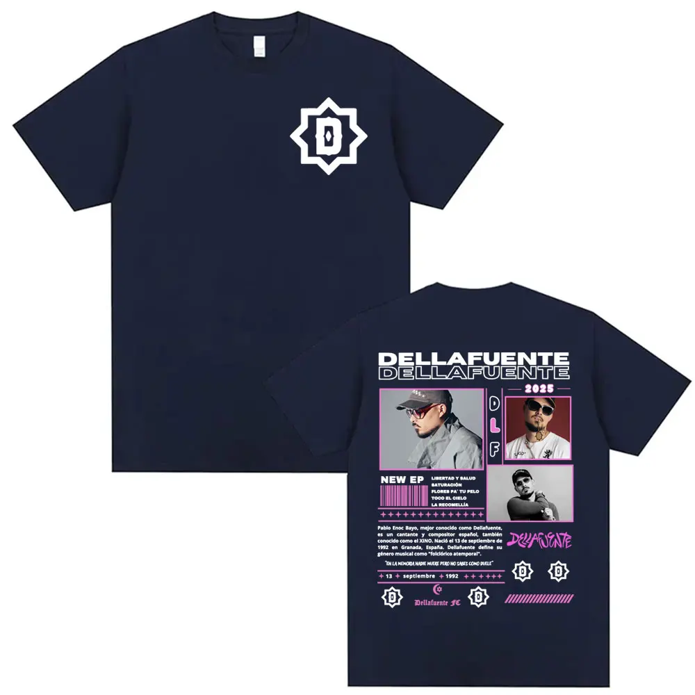 Rapper Dellafuente 2025 Tour Double Sided Graphic T Shirts Men Women Fashion Hip Hop Streetwear 100% Cotton Short Sleeve T-shirt 2