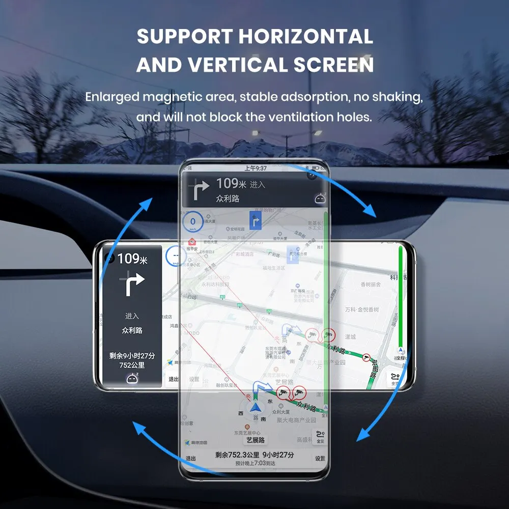 Magnetic phone holder for car 4X magnets car phone mount holder dashboard compatible