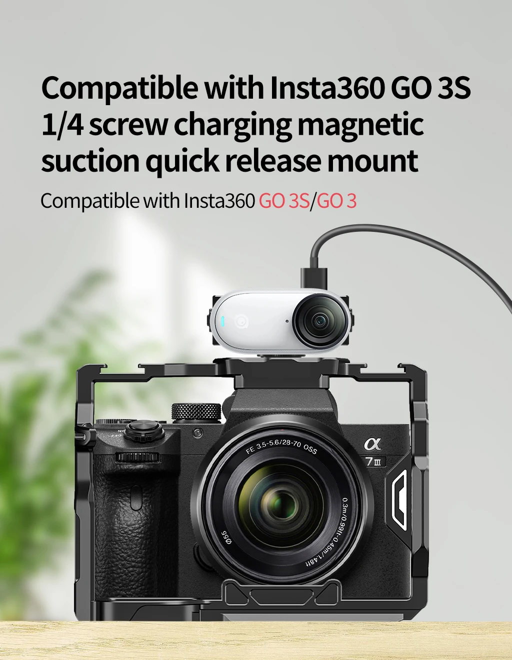 Für Insta360 Go 3 Go 3S Magnetische Schnellverschlussbasis 1/4" Schraube Kaltschuhhalterung Rucksack Schneller Clip für Daumen Kameraständer Halterung – Detail 10