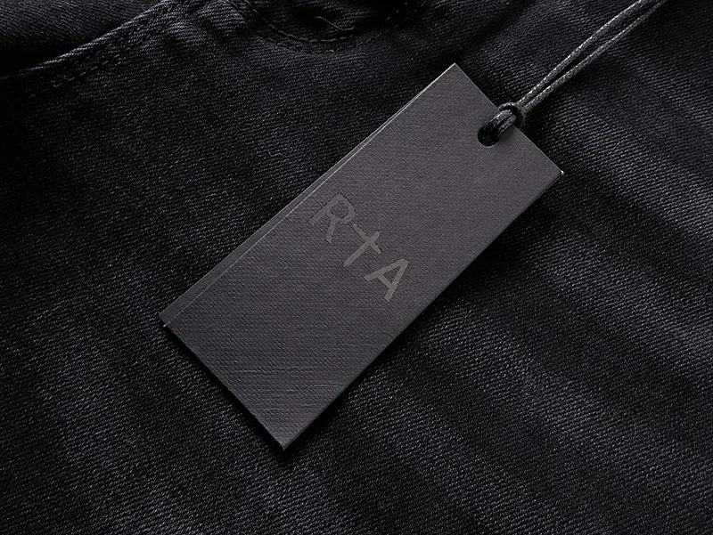 بنطلون جينز رجالي ضيق من ماركة RTA بتصميم ممزق ومزين بالرسم والجرافيتي، بنطلون طويل للشارع