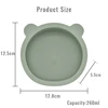3Pcs/Set Baby Silicone Suction Bowl Spoon Fork Set BPA Free Wooden Handle Fork Spoon Child Feeding Non-SlipTableware Set 6