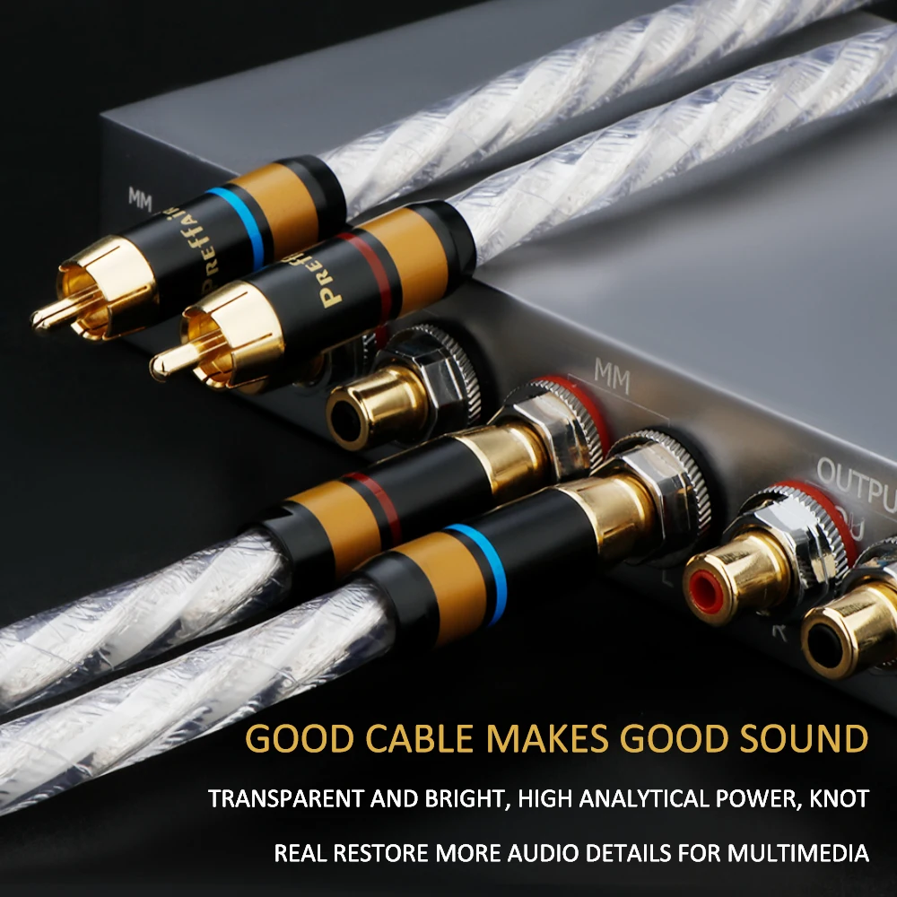 

Pair HiFi RCA Cable 4N OFC Copper Silver Plated Line Gold plated Rca plug Interconnect Cables Amplifier DAC TV car audio