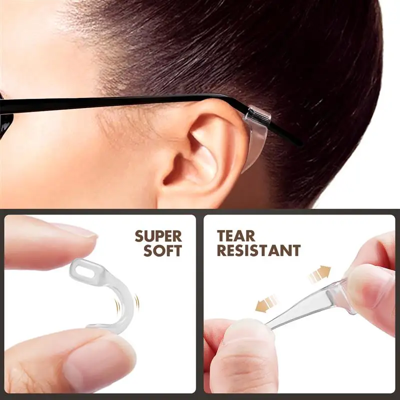 Glasses Anti Slip Sleeve Glasses Retainer Eyeglasses Tip 20 Pairs Silicone Glass Holder Non-Eyewear Ear Grips For Sunglasses Reading Glasses