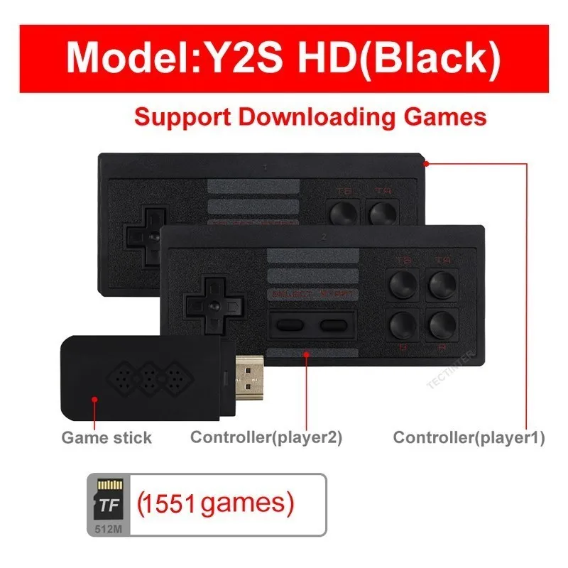 USB Wireless Handheld TV Video Game Console Build In 1800 Classic 8 Bit Game mini Console Dual Gamepad HDMI-compatible Output