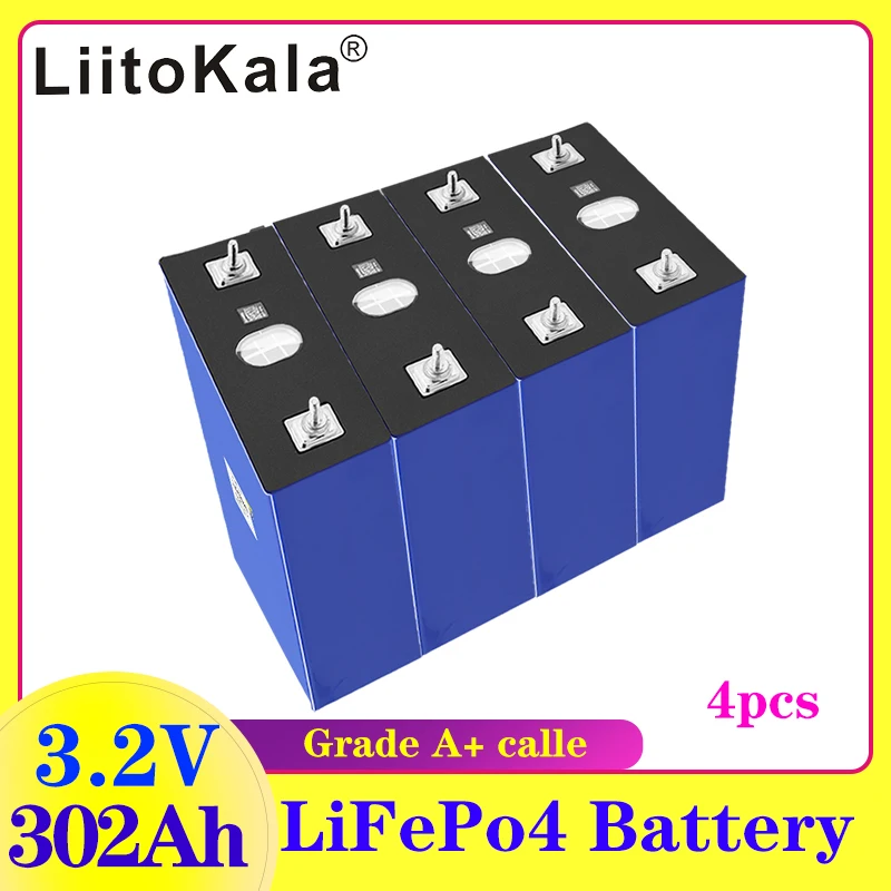 

4PCS LiitoKala 3.2V 302Ah LiFePO4 battery 4000 cycle for diy 12v 24v 36V 48V 310Ah Solar energy storage RV Solar Panel caravan