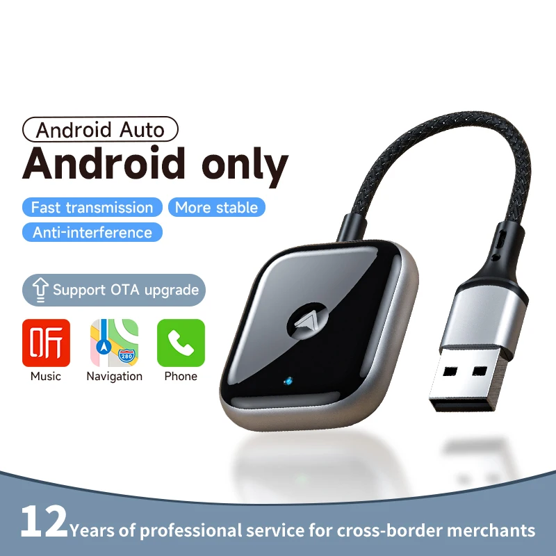 Android Auto Wireless Adapter for Factory Wired Android Auto-Instant Connection, Converts Wired to Wireless, for Nissan Toyota