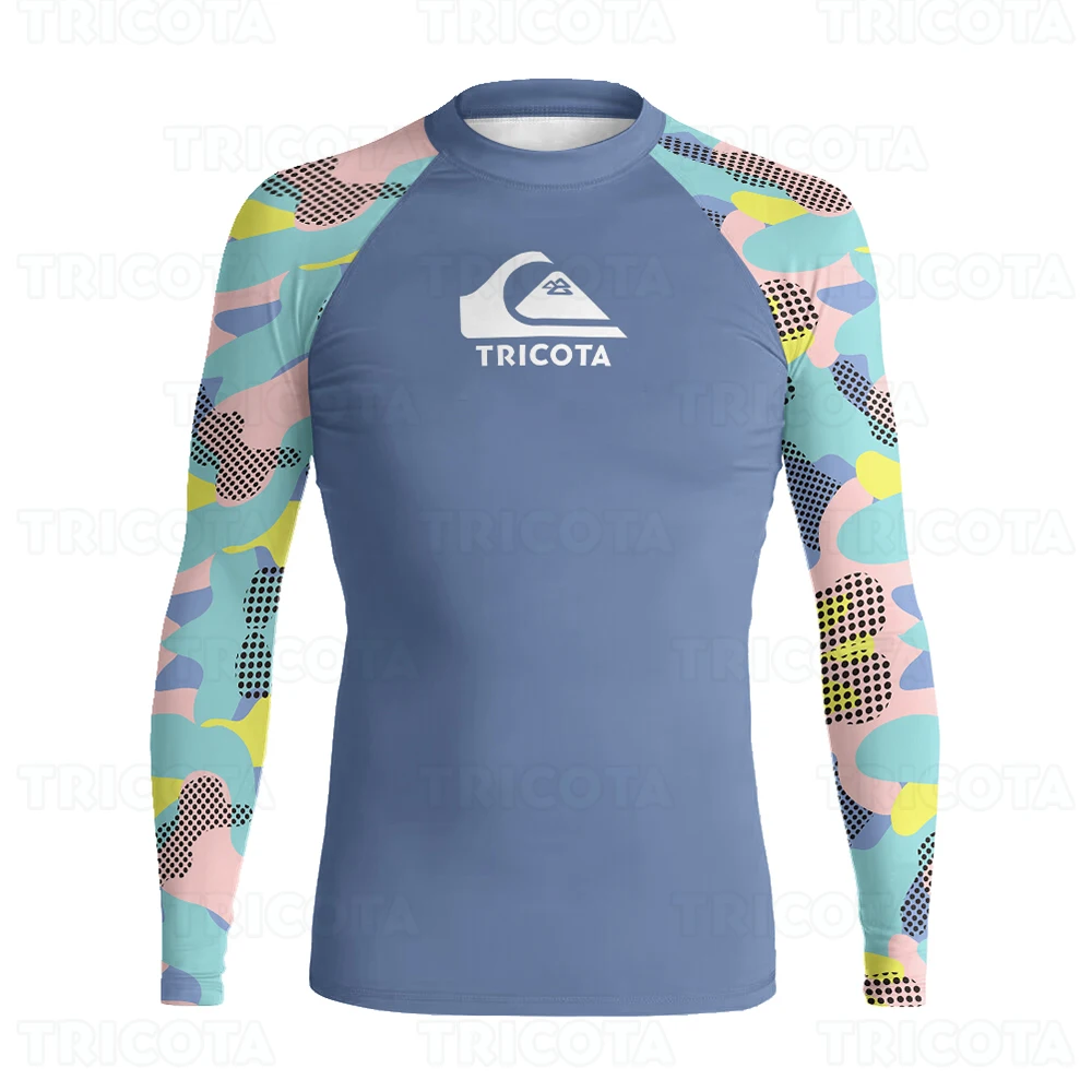 Men Surfing Swimwear Long Sleeve Rash Guard Quick Dry UV Protection Diving Surfing Clothes Rashguards Tights T-Shirts UPF 50+