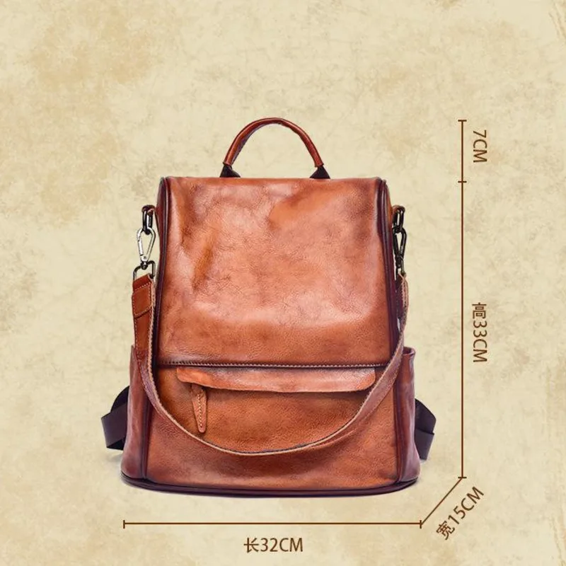 MOTAORA Vintage Large Capacity Women's Backpacks Anti Theft Genuine Leather Backpack Cowhide Woman Travel Luxury Bagpack Women 5