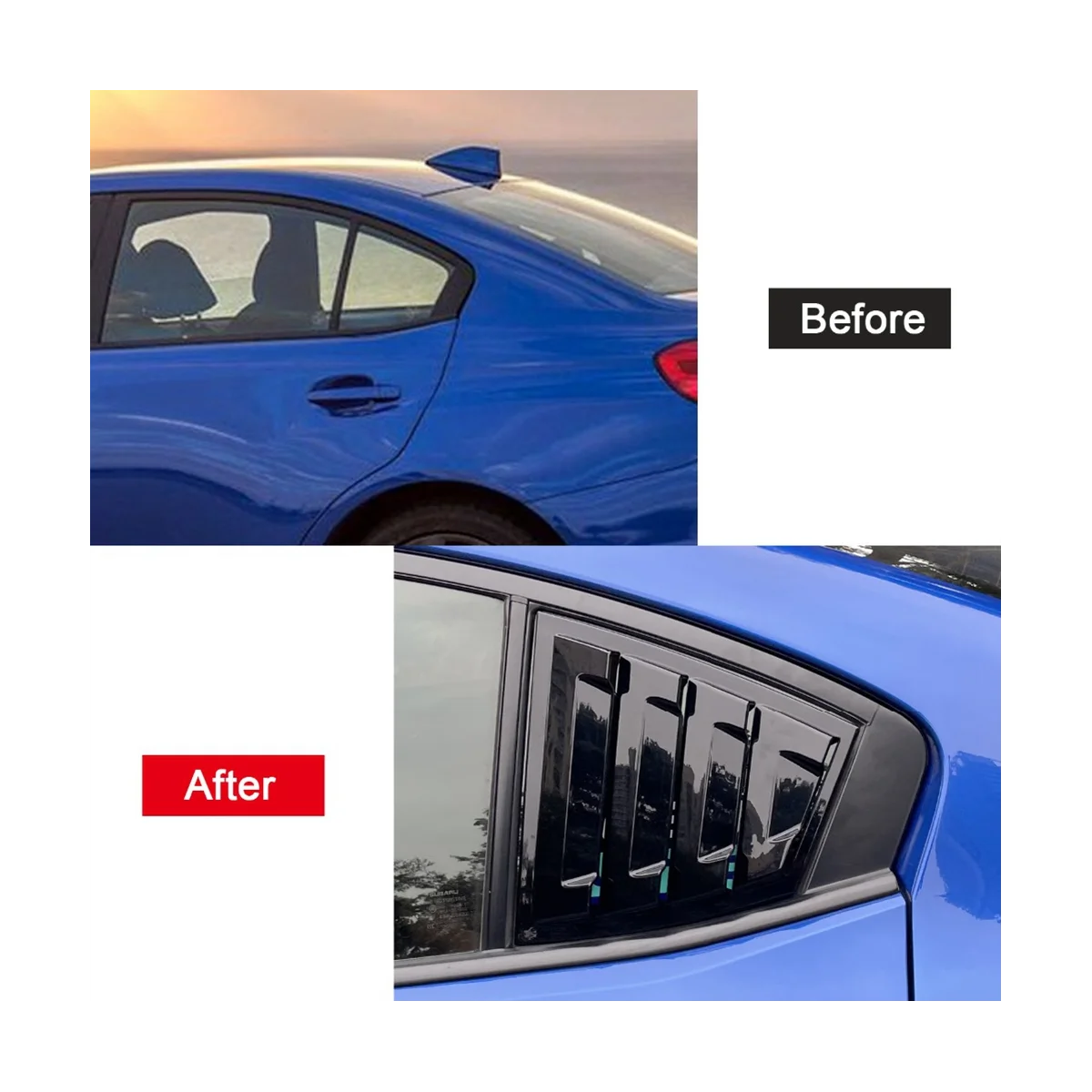 

Car Glossy Black Rear Window Louver Shutter Cover Trim for Subaru WRX STi 2015-2021 Window Side Vent Trim