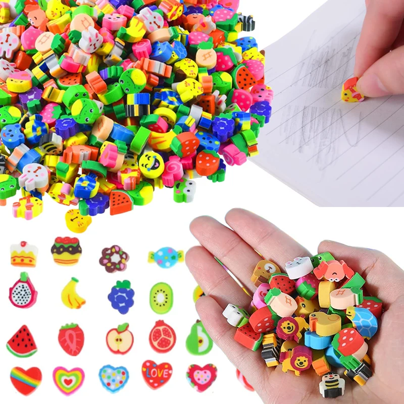 20~400pcs Mini Eraser Cartoon Fruit Animal Pattern Bulk Office ...