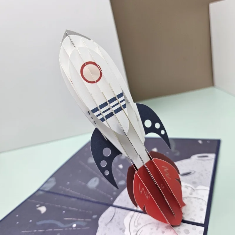 3D Space Astronaut Greeting Card Astronaut Planet Star Rocket Birthday Paper Cards Congratulations Children's Day Father Day greeting cards