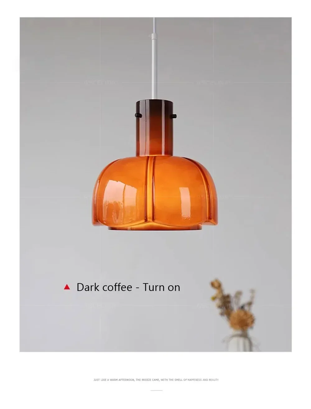 Description Picture 5 of itemMedieval Flower Bud Lamp Nordic Glass Pendant Light Restaurant Nordic Study Simplicity Cafe Table Bar Table Pendant Lamp