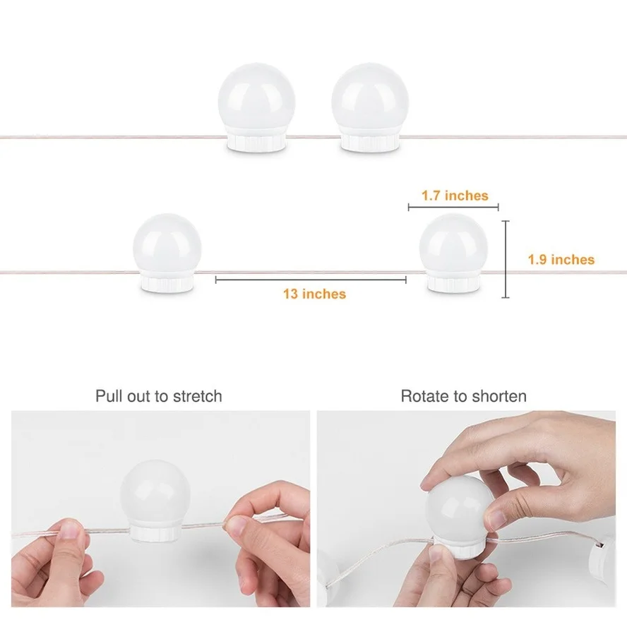 Makeup Mirror Lights USB 5V portable LED Bulb Dimmable Wall Lamp Makeup Mirror Dressing Table Beauty Hand Sweep Sensor