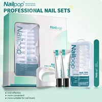 Nailpop Nail Tips and Glue Gel Nail Kit Fast Nail Extension Set with Soft Gel UV Lamp 600Pcs Semi Matte Nails and Files Tools 1