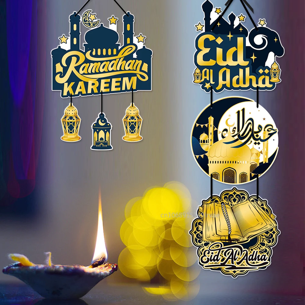 Eid al-Fitr Decor Door Pendants Paper Moon Castle Sign Hanging Ornament Ramadan Kareem Party Eid Mubarak 2025 Gift Decoration
